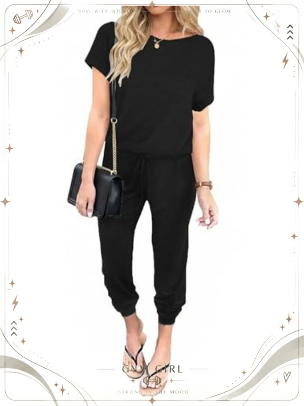 Women's Loose Fit Ankle Length Jumpsuit with Short Sleeves and Round Neck